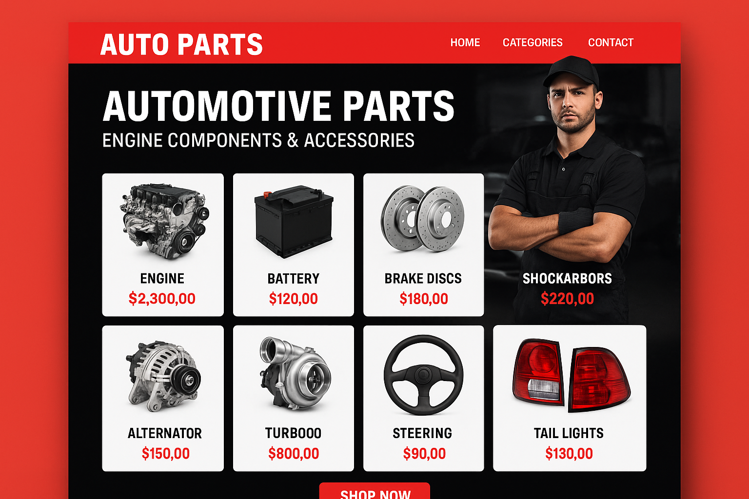 Automotive Parts Website Example