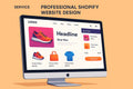 Illustration of a desktop displaying professional Shopify website design service with online store layout.